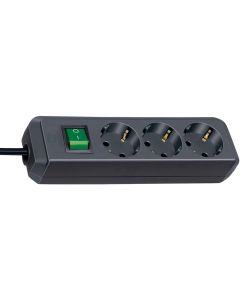 Brennenstuhl Eco-Line power strip with switch 3-gang black 5m H05VV-F 3G1,5